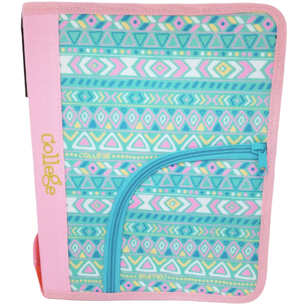 Carpetas 3 anillos C/ Cierre " Rosa Pastel C/ Bolsillo " College *Cod 432*