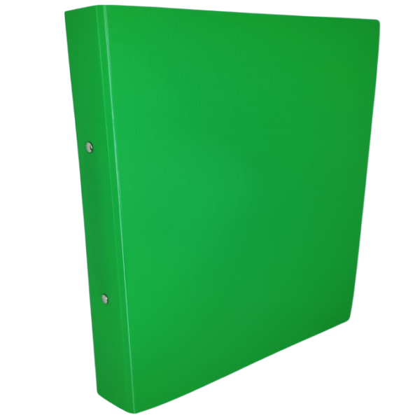 Carpeta Universitaria A4 ** VERDE ** 2 anillos 40mm ANCHA (IMPERMEABLE) RIDEO - POLIPROPILENO ENTELADA