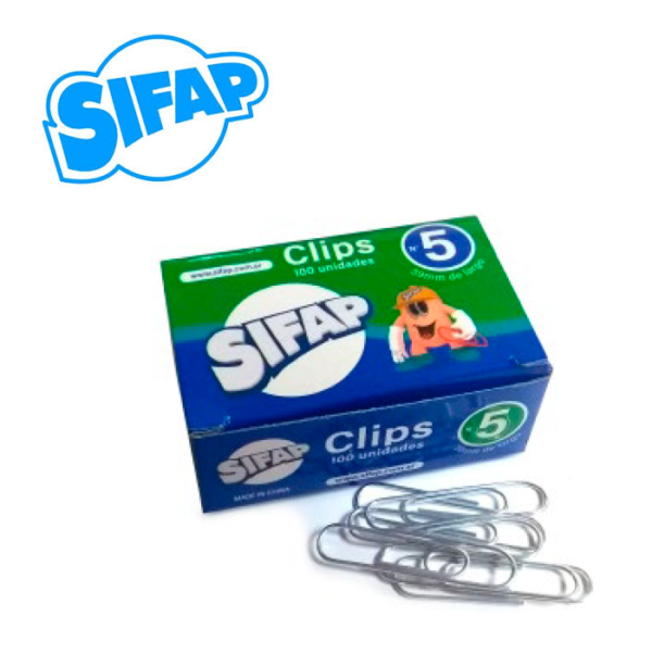 Clips Sifap Metalicos N° 5 (39mm) Cajita x 100 unidades