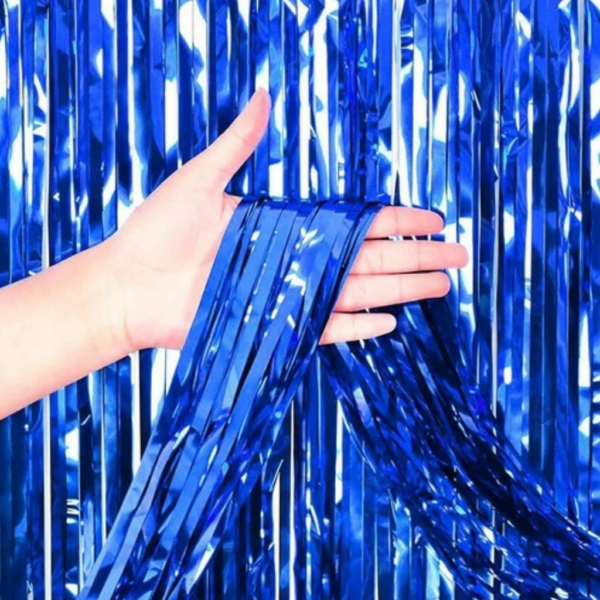 CORTINA LLUVIA * AZUL * METALIZADA FOIL FRINGE CURTAIN