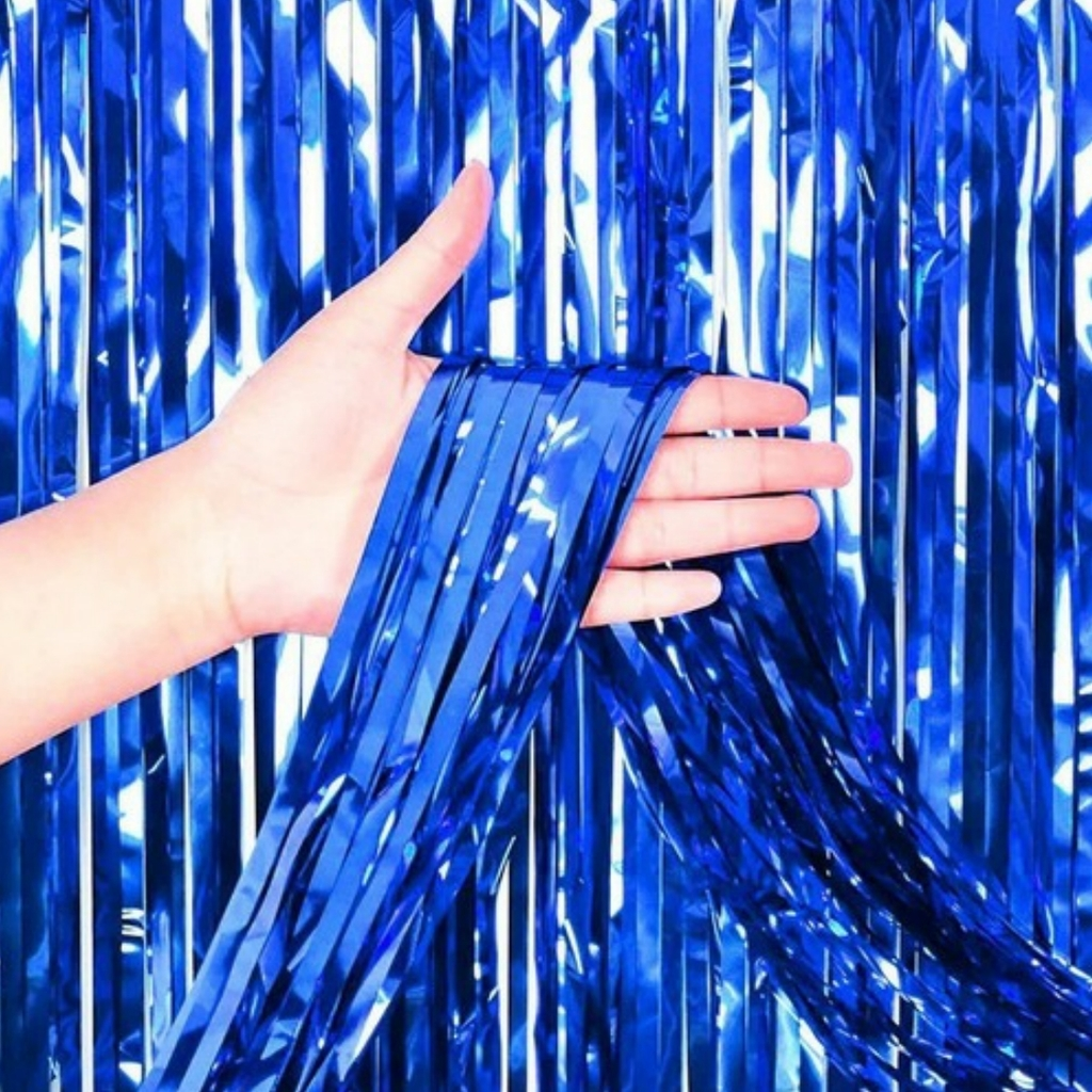 CORTINA LLUVIA * AZUL * METALIZADA FOIL FRINGE CURTAIN