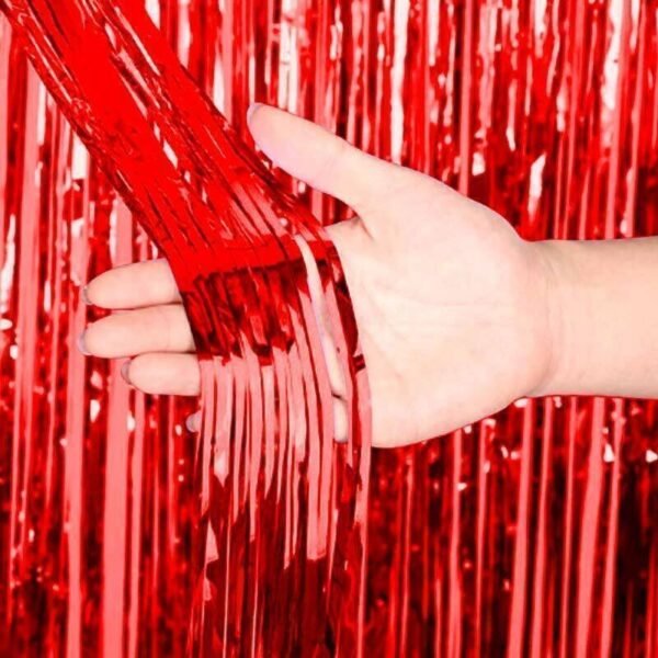 CORTINA LLUVIA * ROJO * METALIZADA FOIL FRINGE CURTAIN