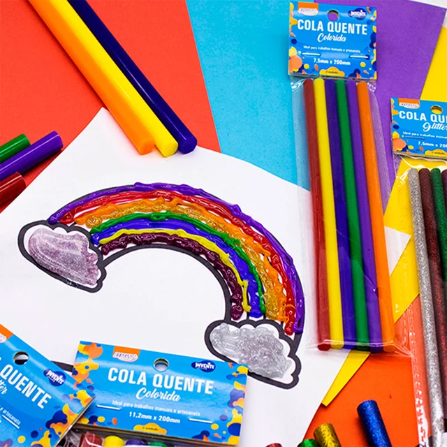 BARRAS DE SILICONA FINA DE COLORES  x 6 SURTIDO