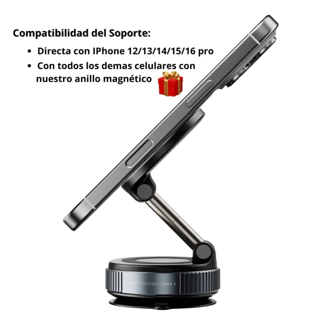 SOPORTES PARA CELULAR " MAGNETICO GIRATORIO 360° " IMANTADO C/ ADHESIVO VEHICULOS