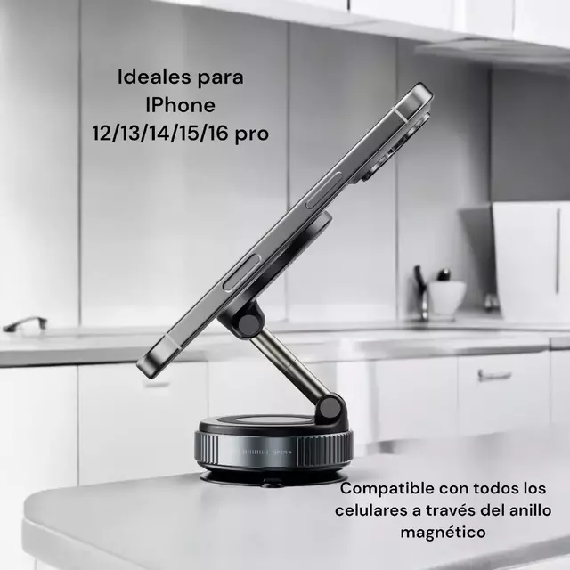 SOPORTES PARA CELULAR " MAGNETICO GIRATORIO 360° " IMANTADO C/ ADHESIVO VEHICULOS