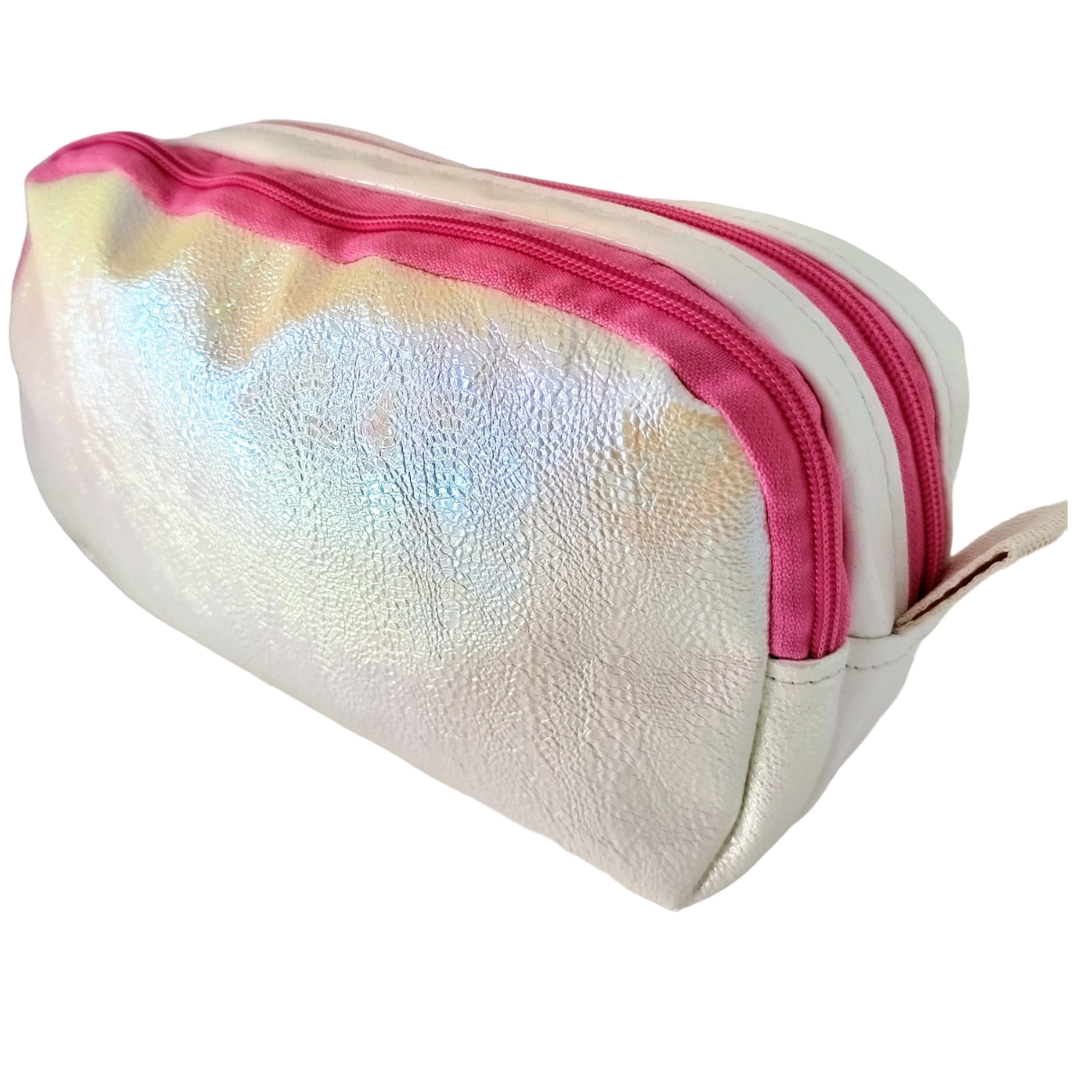 CARTUCHERAS DOBLE CIERRE TORNASOLADA "BLANCA" TAMAÑO GRANDE Cod 301