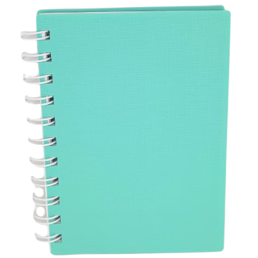 LIBRETAS TAPA PLASTICA C/ ESPIRAL 10 X 15 ”VERDE PASTEL” A6 RIDEO (HOJA RAYADA)