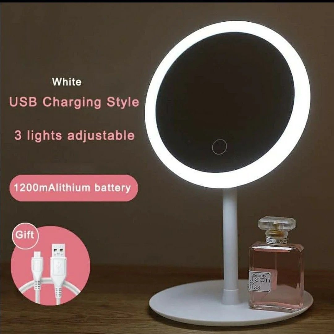 Espejo con Luz Led TACTIL c/ Kble usb (con Base y Brazo Regulable)