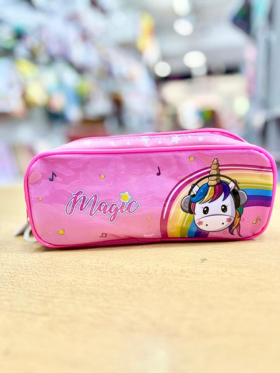CARTUCHERAS BRW *MAGIC* (Unicornios Rosa) GRANDE 2 CIERRES