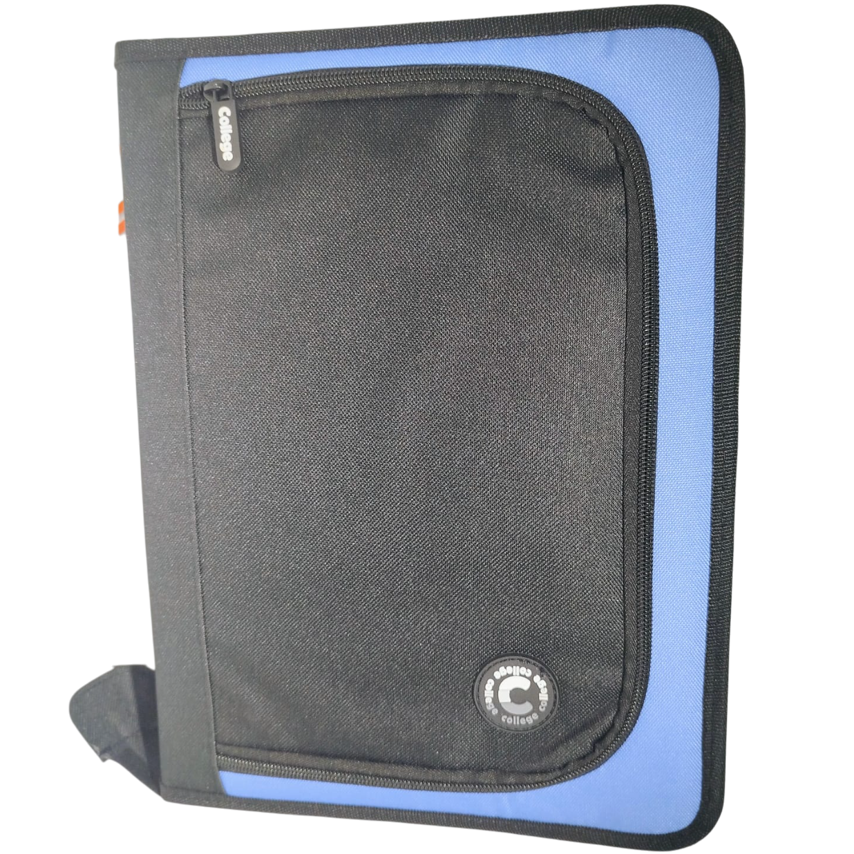 Carpetas A4 con Cierre " Azul c/ Negro con Caartuchera " 2 anillos  College *Cod 337*
