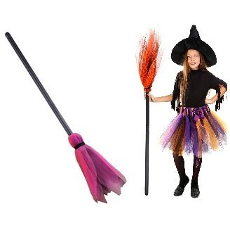ESCOBA DE HALLOWEEN BRUJA ROSA