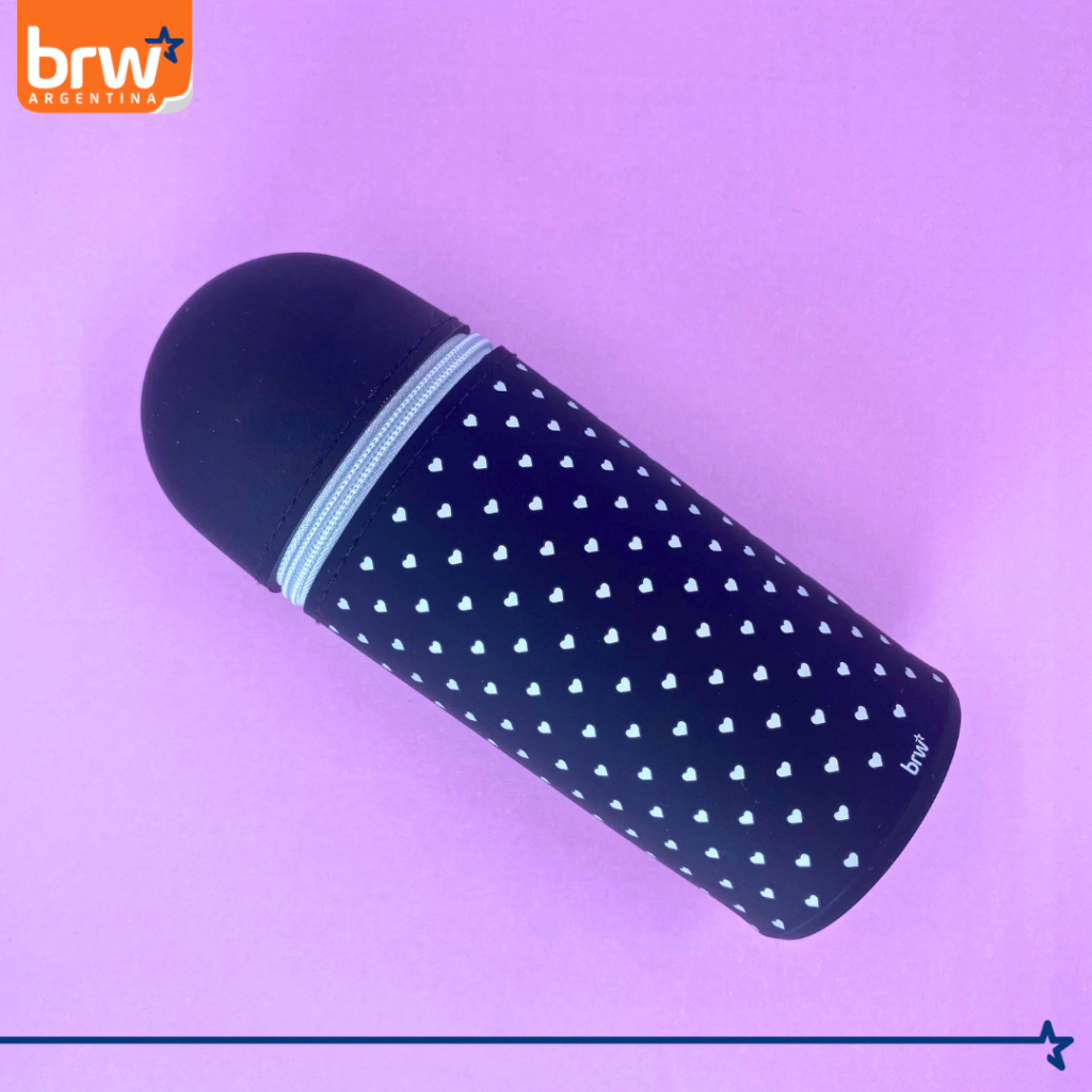 Cartucheras de Silicona Tubo Vertical - Corazones Negro - BRW Porta Lápices de escritorio Extensible