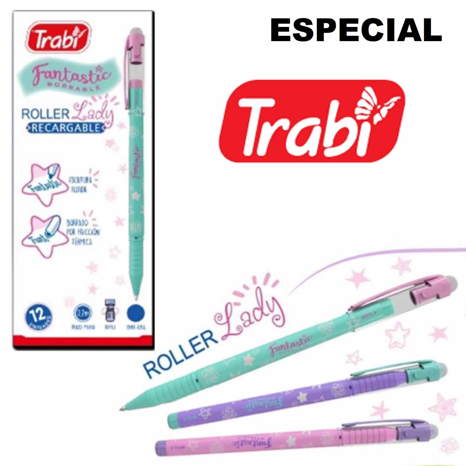 LAPICERAS BORRABLES TRABI " FANTASTIC LADY PASTEL " TINTA AZUL (c/ Repuesto Especial)