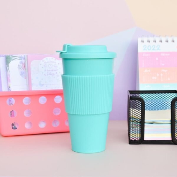 VASO SILIC0NA * COFFEE VERDE AGUA C/ AGARRE * TAPA C/ TRABA CAFE