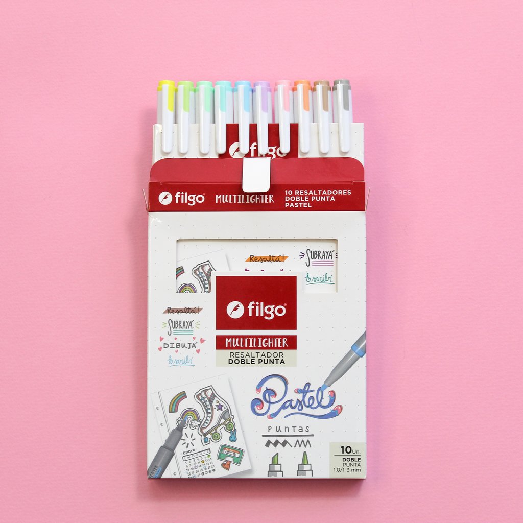 Resaltadores Filgo x10 "PASTEL COLLECTION" MULTILIGHTER **Doble Punta** (NUEVOS)