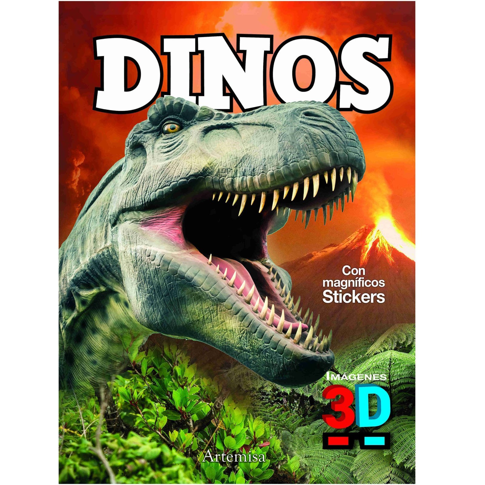LIBROS 3D * DINOS CON STICKERS * 31x23 + LENTES 3D