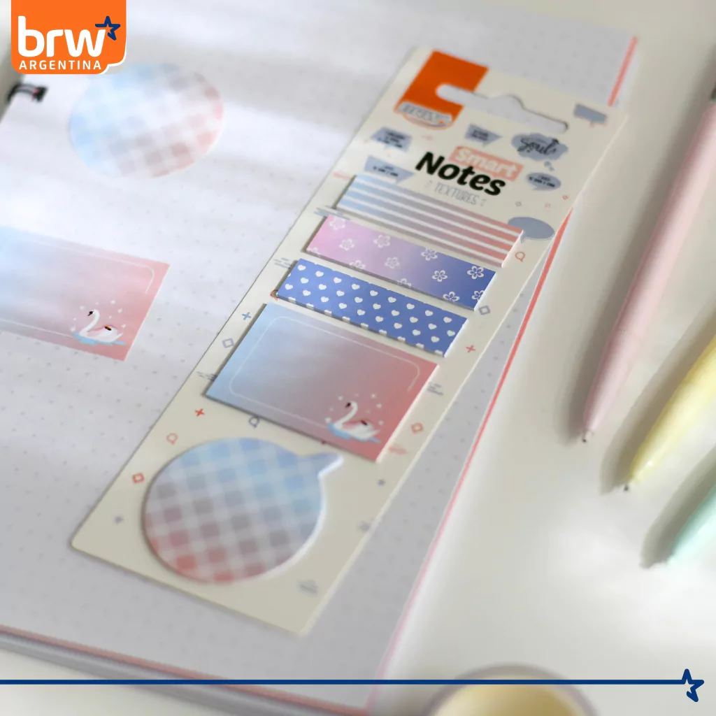 Set BRW "TEXTURES CISNE" Notas Adhesivas + Señaladores de Paginas