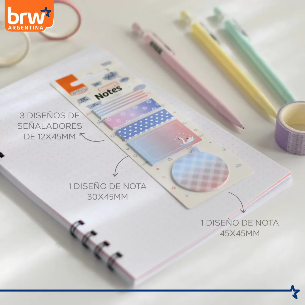 Set BRW "TEXTURES CISNE" Notas Adhesivas + Señaladores de Paginas