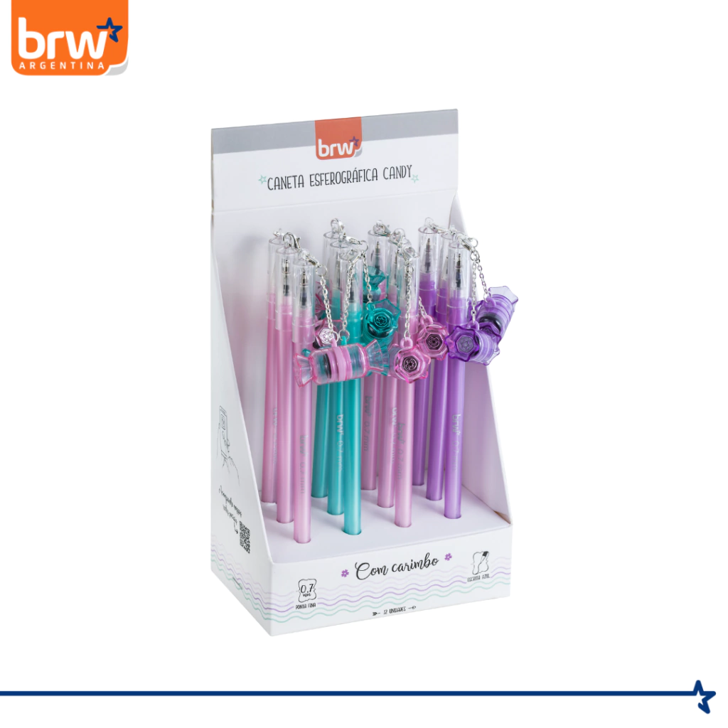 Lapicera con Sellitos x 2 " CANDY " Premium (Tinta Azul) Trazo Fino BRW