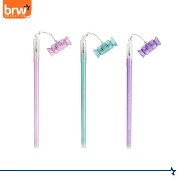 Lapicera con Sellitos x 2 " CANDY " Premium (Tinta Azul) Trazo Fino BRW