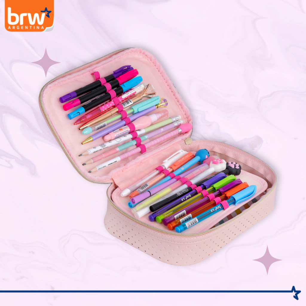 CARTUCHERAS 100 Lápices BRW ** NEGRA **  1 Cierre c/ Divisiones Internas - PREMIUM Reforzada