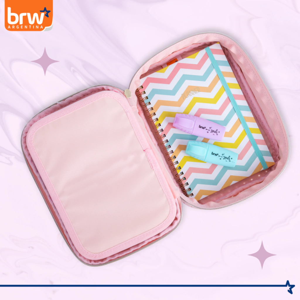 CARTUCHERAS 100 Lápices BRW ** CELESTE PERFORADA **  1 Cierre c/ Divisiones Internas - PREMIUM Reforzada