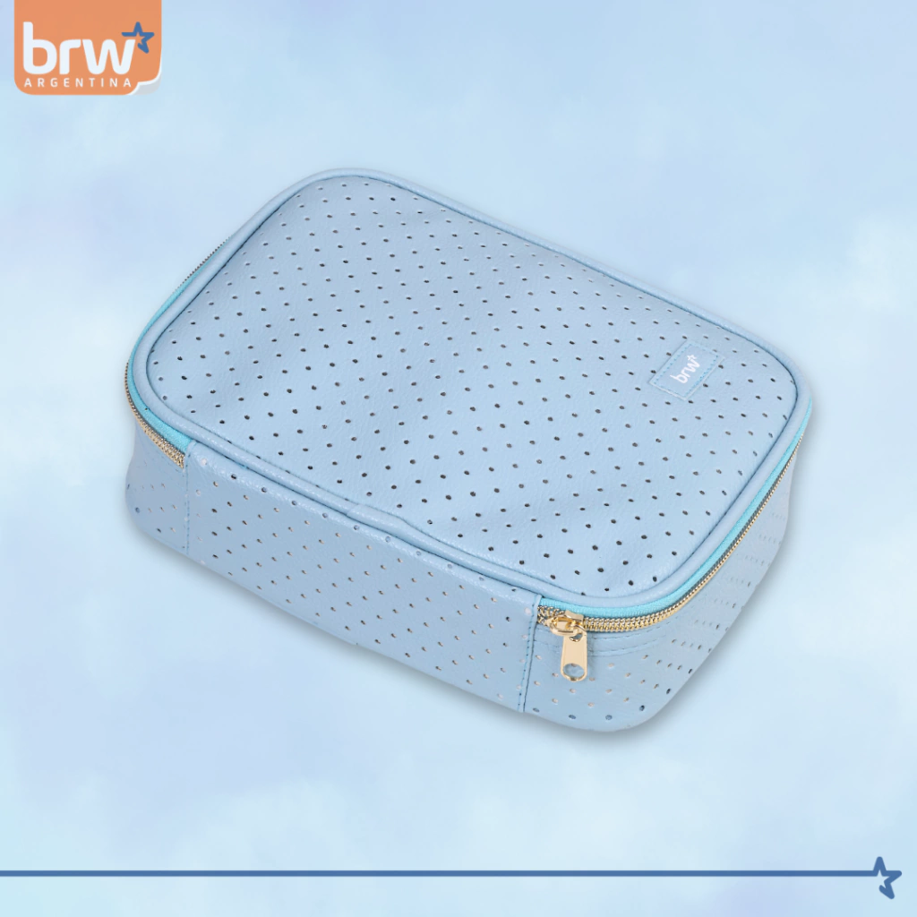 CARTUCHERAS 100 Lápices BRW ** CELESTE PERFORADA **  1 Cierre c/ Divisiones Internas - PREMIUM Reforzada