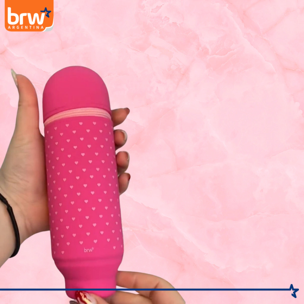 Cartucheras de Silicona Tubo Vertical - Corazones Fucsia - BRW Porta Lápices de escritorio Extensible