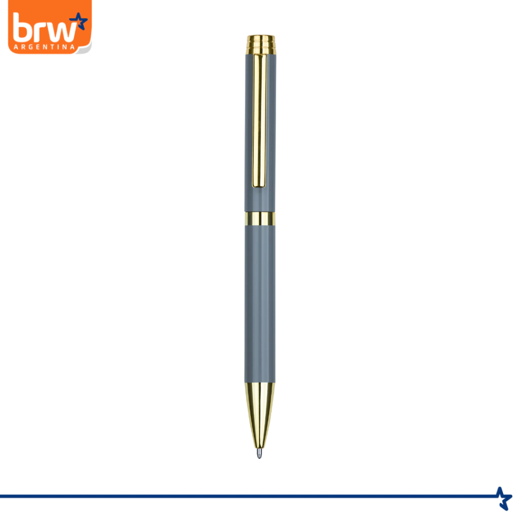 Lapiceras Metálicas * Con Caja de Regalo * Gris C/ Dorado PREMIUM