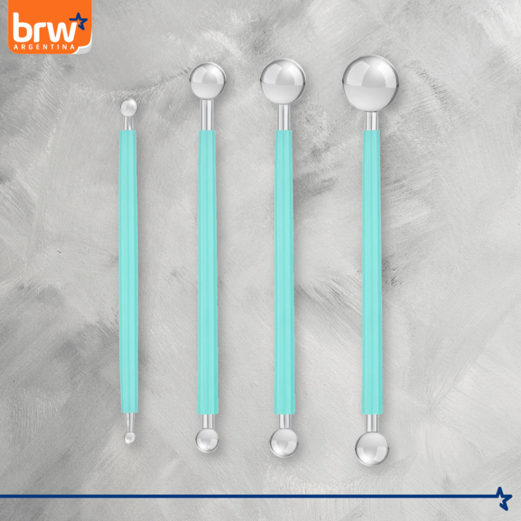 KIT BOLEADOR ESTECAS BRW * 4 UNIDADES (8 PUNTAS) REDONDAS METAL