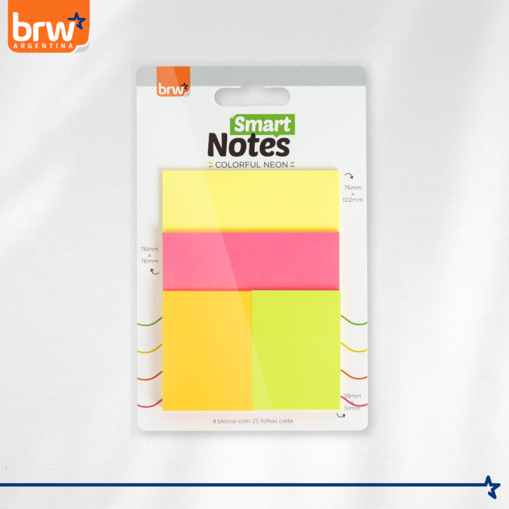 Notas Adhesivas BRW * COLORFUL NEÓN * 4 Colores
