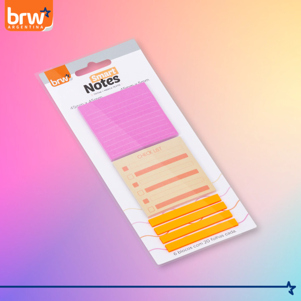 SET DE NOTAS x 3 BRW - Tritak Charm - NOTAS x 2 + RESALTADOR TRASLUCIDAS