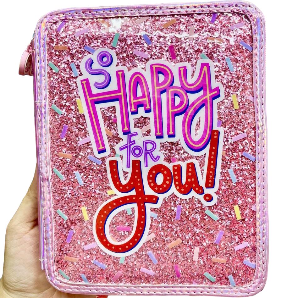 CARTUCHERAS OLAMI "GLITTER METAL" 2 PISOS REFORZADAS