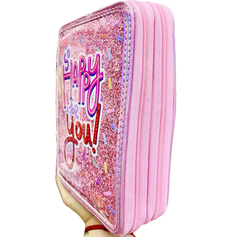 CARTUCHERAS OLAMI "GLITTER METAL" 2 PISOS REFORZADAS