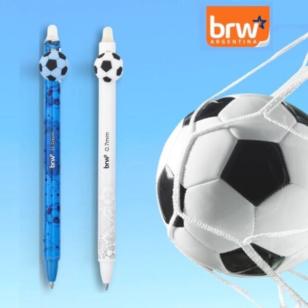 Lapicera BORRABLE Retráctil " PELOTA DE FUTBOL " (Tinta Azul) Trazo Fino BRW (C/ Repuesto PELIKAN)