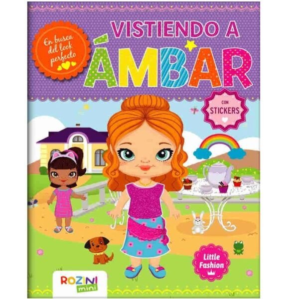 LIBROS * VISTIENDO A AMBAR CON STICKERS * // TAPA SEMI RIGIDA 28X22 // (ROZINI)