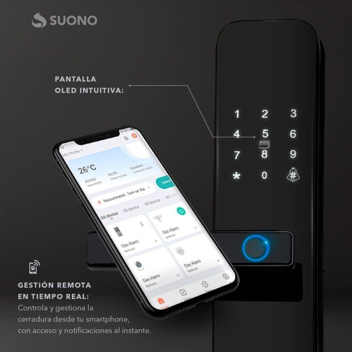 Cerradura *SMART STURDY SUONO* Huella Timbre Codigo Tarjeta proximidad WIFI App TUYA / Smartlife