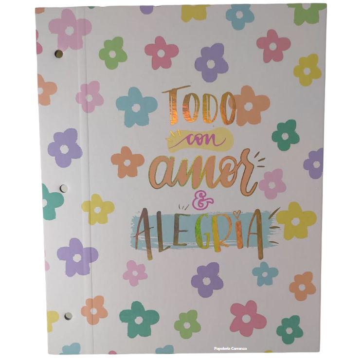 Tapa de Carpeta Escolar N3 " TODO CON AMOR Y ALEGRIA "