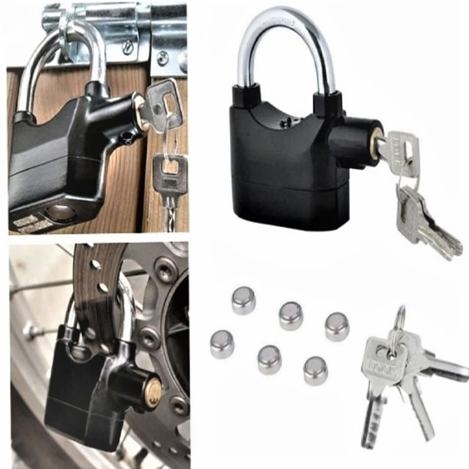 Candado Reforzado *con Alarma* Antirrobo 70 MM (3 llaves)