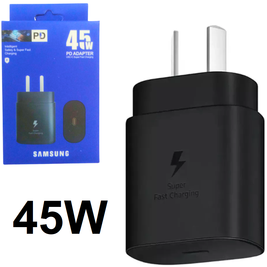 CABEZAL ** SAMSUNG ** 45W (SIN CABLE) CARGADOR - Carga RAPIDA - ENCHUFE Original - Entrada Tipo C