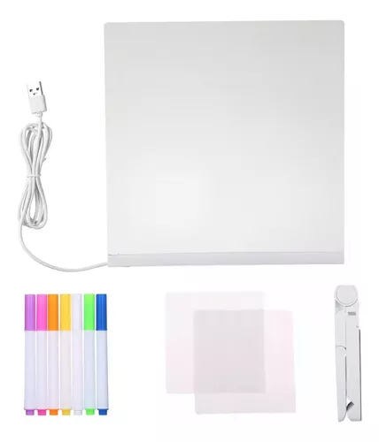 Pizarra Luminosa Mágica 15x15 Cm Acriilic0 + 7 Marcadores