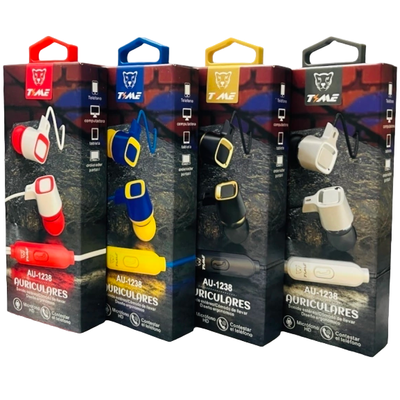 Auriculares Time ** AU 11018 ** c/ Micróf0no + Contestar llamadas (River / Boca / Negro / Blanco)