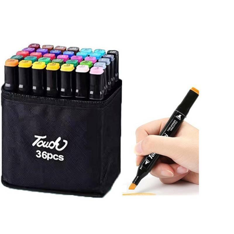 Kit de Marcadores Touch de Artistica * Doble Punta x 36 Unidades + Estuche de Tela c/ Base * Premium