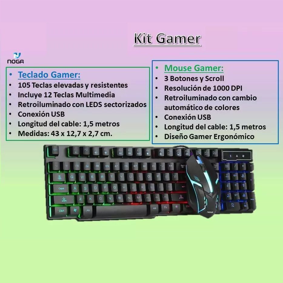 COMBO GAMER RETROILUMINADO NOGA Nkb-92 (Teclado+ Mouse)