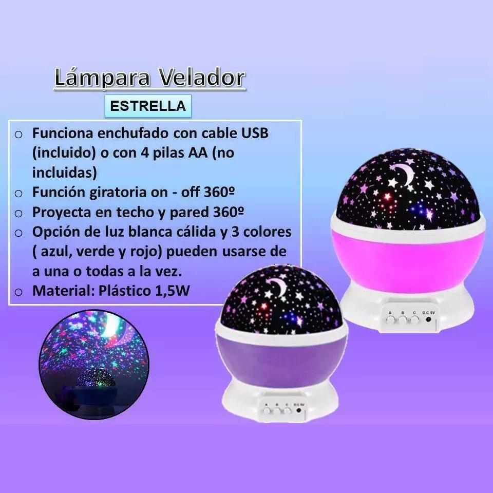 Velador de Estrellas Luz de Noche GIRATORIO / FIJO