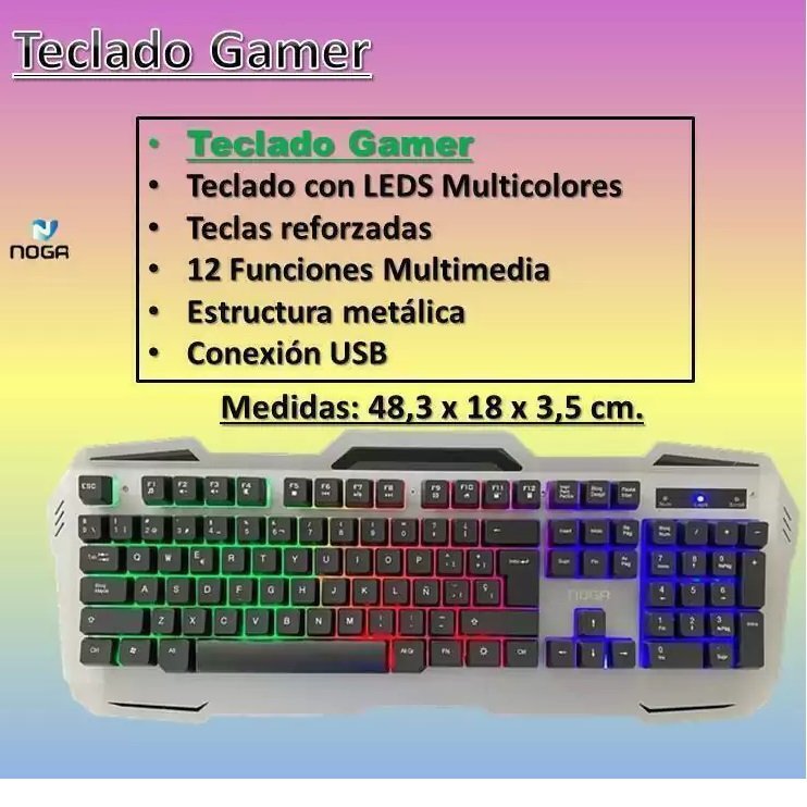 TECLADOS RETROILUMINADOS GAMER * METALICOS * NOGA NKB - K10