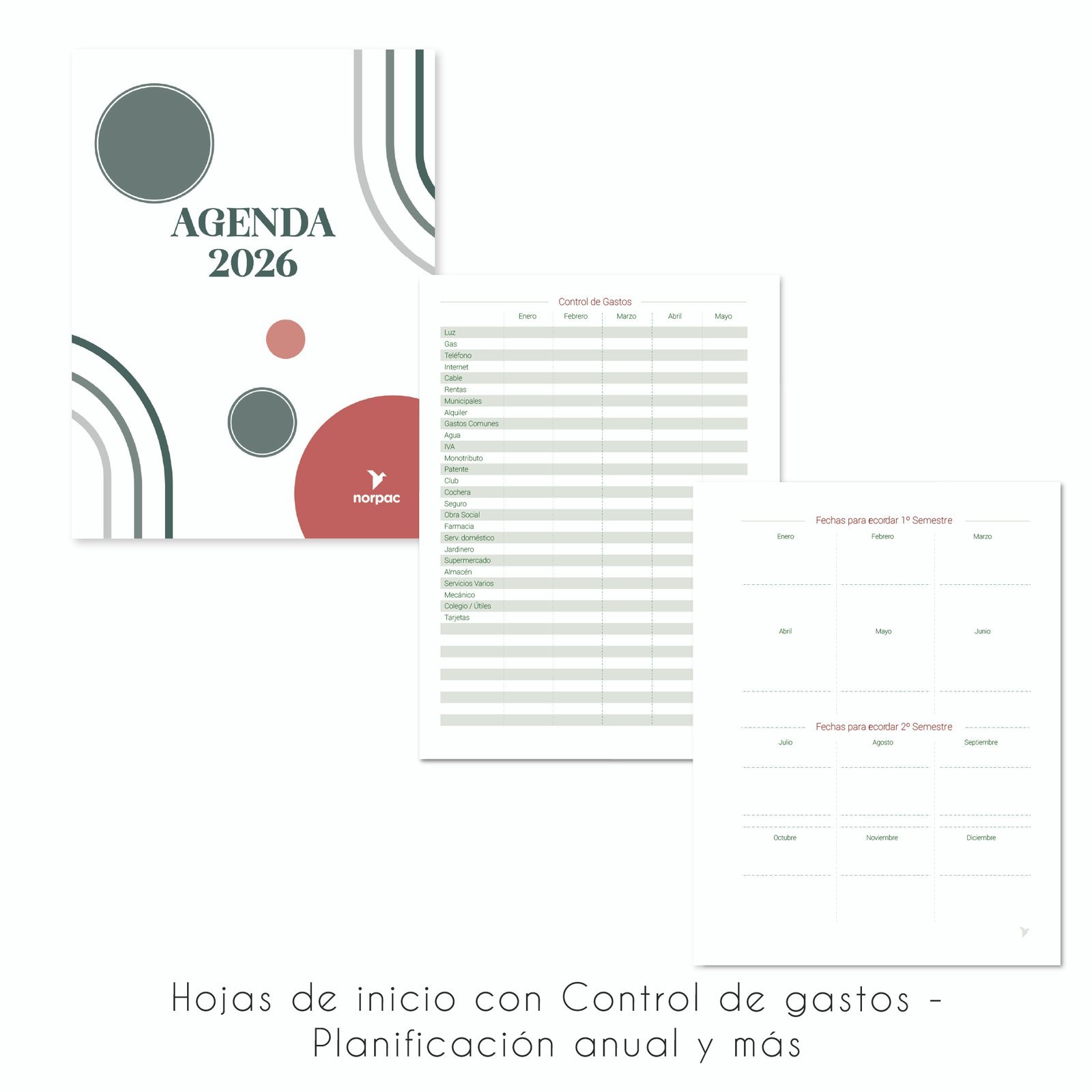 Agendas 2026 " CUERINA C/ CIERRE Y ANILLADA " -Semanal- 16x22 A5 TAMAÑO MEDIANO PREMIUM