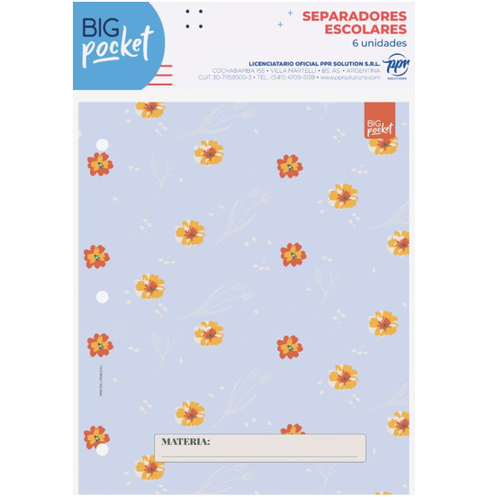 Separadores de Materias PPR "NATURAL" Tamaño Escolar (Fantasia)