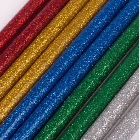 BARRAS DE SILICONA FINA CON BRILLO x 10 SURTIDO (Glitter)