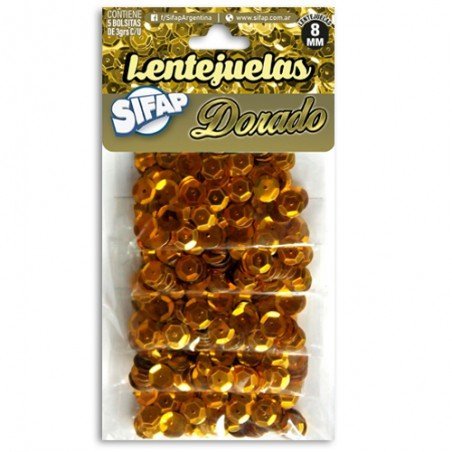 Lentejuelas Sifap *DORADO* x 5 sobres x Color (ORO)